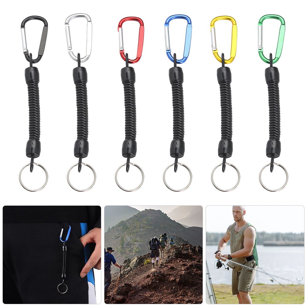 Portable Climbing Accessories Plastic Retractable Tether Outdoor Hiking Camping  Security Gear Tool Camping Carabiner Portable Fishing Lanyards Anti-lost  Phone Keychain Spring Elastic Rope SILVER 