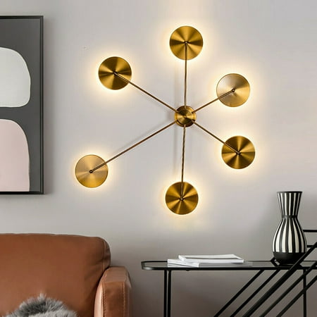 

Loyalheartdy 6-Light Sputnik Sconce Modern LED Gold Metal Wall Lamp for Bedroom Living Room 12W 39In