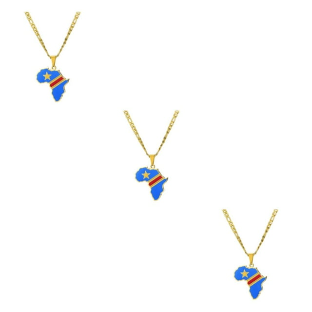 Justharion Se Démarquer avec la Mode Afrique Carte Pendentif Collier Déclaration Pièce Colliers Congo 3Set