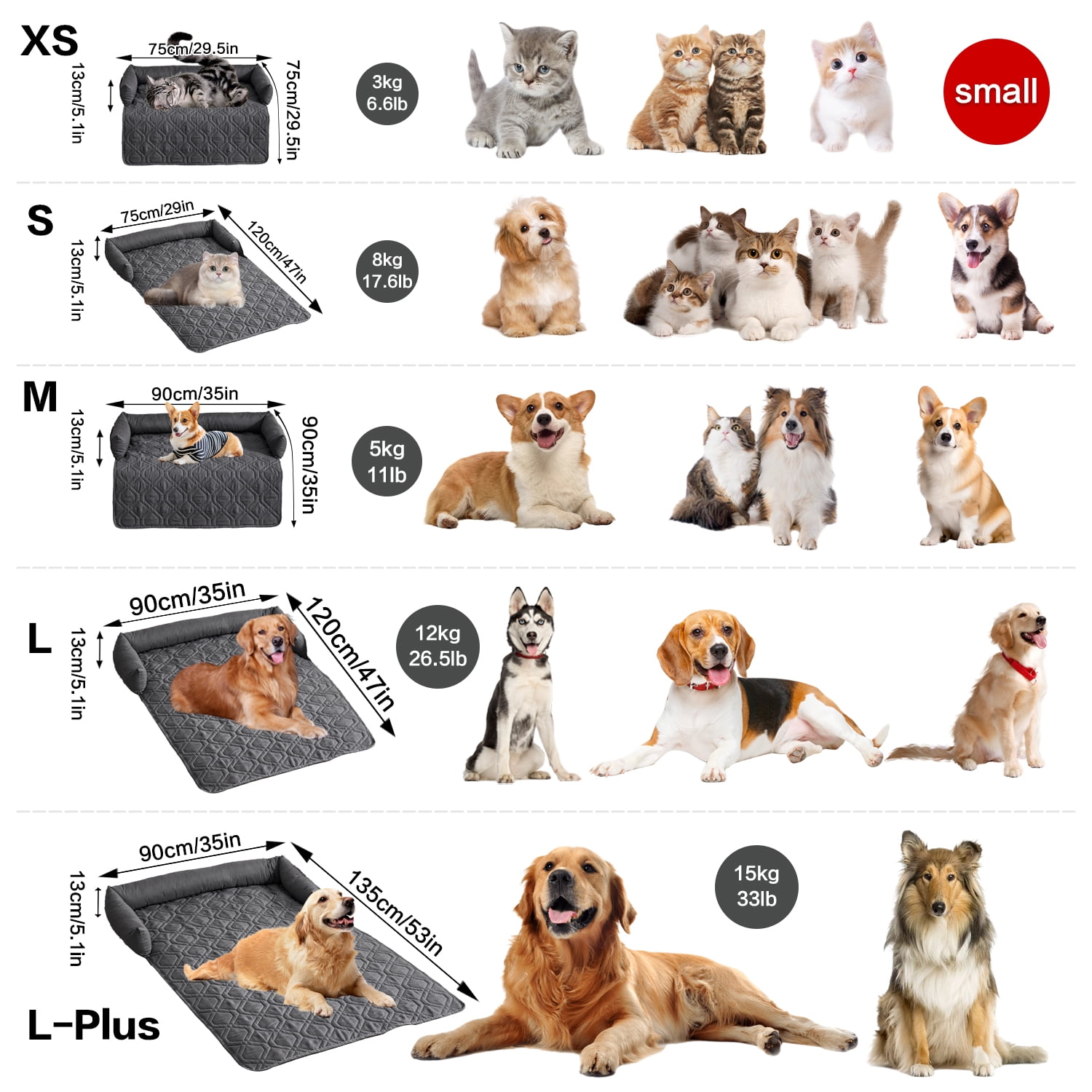 Suitable for Medium and Large Dogs Calm Pet Bed, Pet Furniture Protective Cover, Non-Slip Base, Side Pillow Pet Bed, Waterproof and Urine-Proof Fabric, Deodorant, Machine Washable Non-Slip