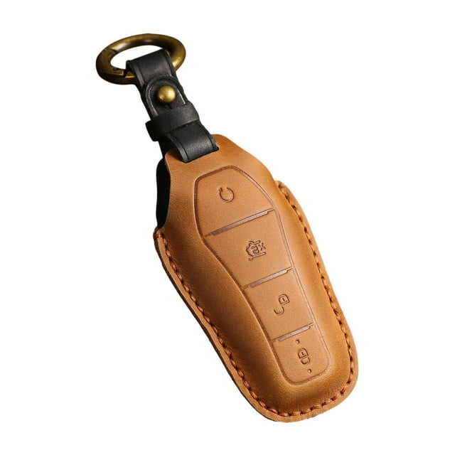 koolsoo Car Key Fob Cover Dustproof PU Leather for Byd Dolphin Yuan Plus Atto 3 Brown