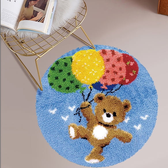 Latch hook rug kit,latch hook cushion kits,Bear Latch Hook Rug Kit for Adults Crocheting Carpet Rug Yarn Sofa Cushion Mat Tapestry DIY Carpet Arts Crafts 50×38cm/20*15in