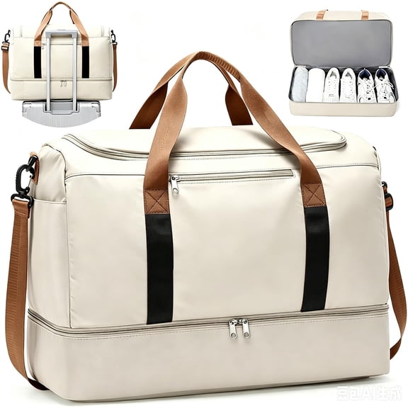 Travel Duffle Bag with Shoe Compartment, Weekender Bags for Women, Carry On Overnight Bags for Gym Sports & Business Trips, Water-Resistant Hospital Bag for Labor and Delivery