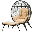 thumbnail image 7 of Uforic Outdoor PE Rattan Egg Chair with Stand and Ottoman with Footrest for Patio, Garden, Beige, 7 of 7