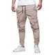 thumbnail image 1 of Pantalones largos para hombre, moda informal, cómodos, sólidos, con bolsillos, cintura con cordón, ribete regular, pantalones de poliéster para hombre, 1 of 5
