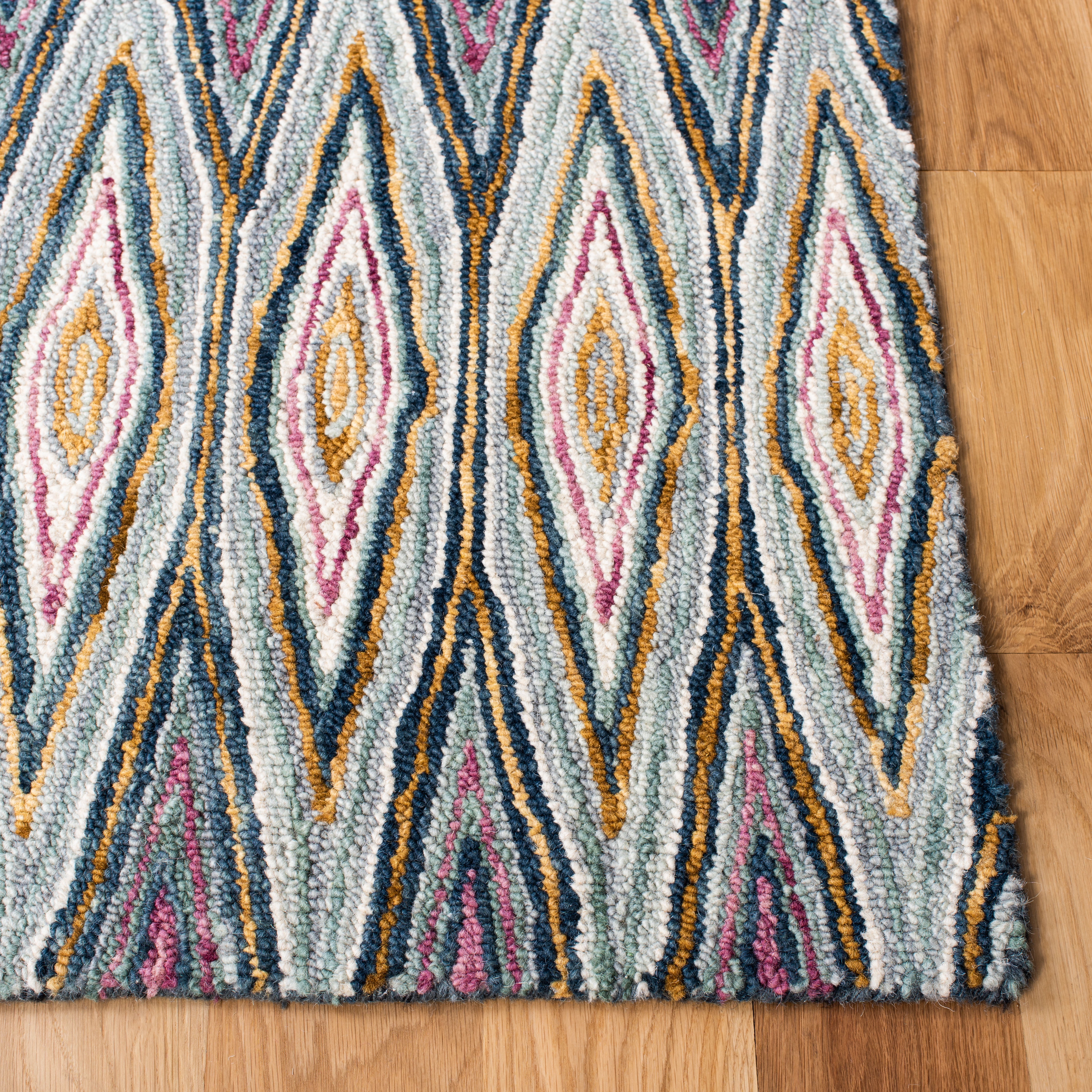 SAFAVIEH Aspen Catriona Abstract Geometric Wool Area Rug, Blue/Pink, 6' x 9'