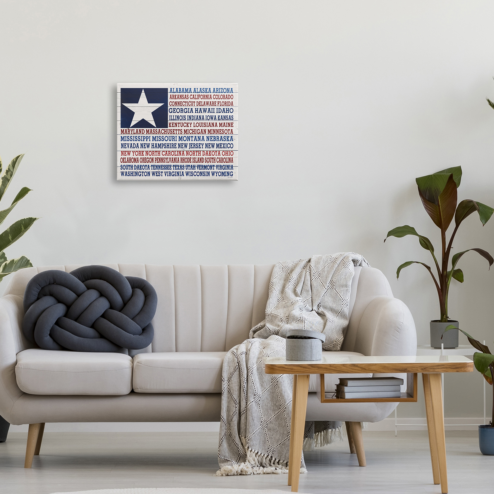 Stupell Industries . Star Patriot Flag Listed State Typography Sign,20 x 16, Design by Jo Moulton