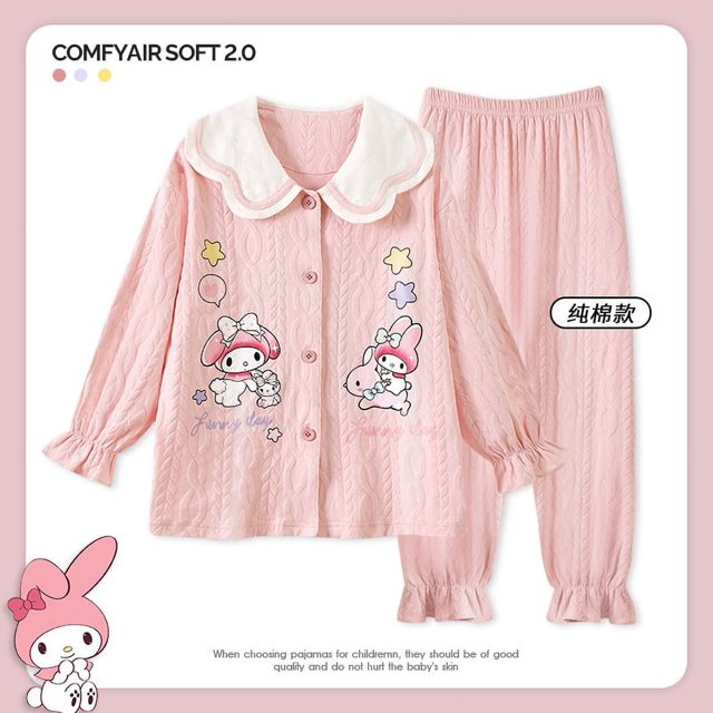 Pijamas para niños Mujer Manga Larga Algodón Puro Niñas Primavera y Otoño Princesa Madre e Hija Conjunto de Ropa para el hogar para bebés Otoño y Verano Niños medianos y Mayores