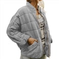 thumbnail image 2 of Chaquetas Acolchadas para Mujer, Informales, de Cuello Alto, Larga, Abrigos de Invierno Extragrandes con Cremallera Gris XXL, 2 of 7