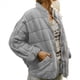 thumbnail image 2 of Chaquetas Acolchadas para Mujer, Informales, de Cuello Alto, Larga, Abrigos de Invierno Extragrandes con Cremallera Gris XL, 2 of 7