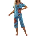 thumbnail image 3 of MINTREUS Women's Pajama Sets Short Sleeve Shirt and Capri Soft Pajama Sets with Pockets S-4XL, 3 of 7