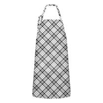 Black White Plaid Checkered Pattern Apron-Garden Aprons for Women with Pockets-Cotton Linen Waterproof Kitchen Cooking Gardening Aprons Adjustable for Kitchen,Cooking,BBQ and Salon 33x27 Inch