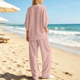 thumbnail image 6 of IUYRTFE Women's V-Neck Short Sleeve Top and Wide Leg Pants Set with Pockets Casual 2 Piece Lounge Outfit, 6 of 6
