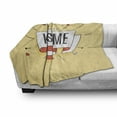 thumbnail image 3 of Kiss Me Soft Flannel Fleece Throw Blanket, Retro Words on a Swirled Stripe with Hearts on Halftone Background, Cozy Plush for Indoor and Outdoor Use, 50" x 70", Orange Pale Yellow Grey, by Ambesonne, 3 of 6