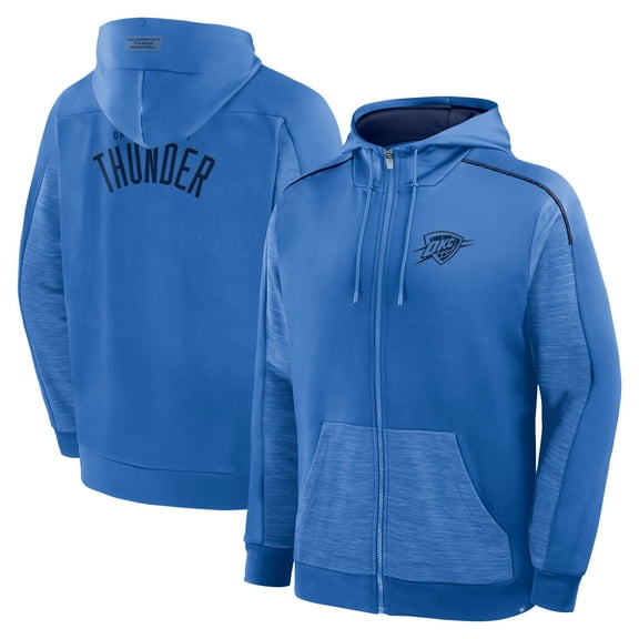 Men's Fanatics Blue Oklahoma City Thunder Back Door Cut Play Defender Full-Zip Hoodie