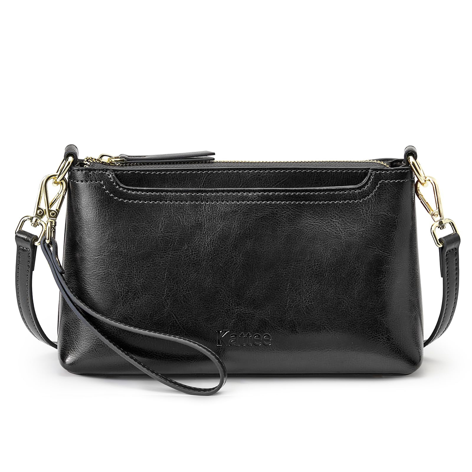 Kattee Leather Crossbody Bags for Women Trendy, Small Shoulder Purses and Handbags, Clutch Wristlet Wallet with 2 Straps