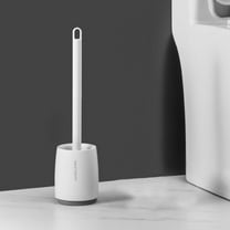 COFEST Long Handle Toilet Brush with Hard Bristles Modern Bathroom Cleaning Bowl Brush Kit Compact Toilet Cleaner Brush for Efficient Cleaning Ergonomic Toilet Brush with Thickened Base White