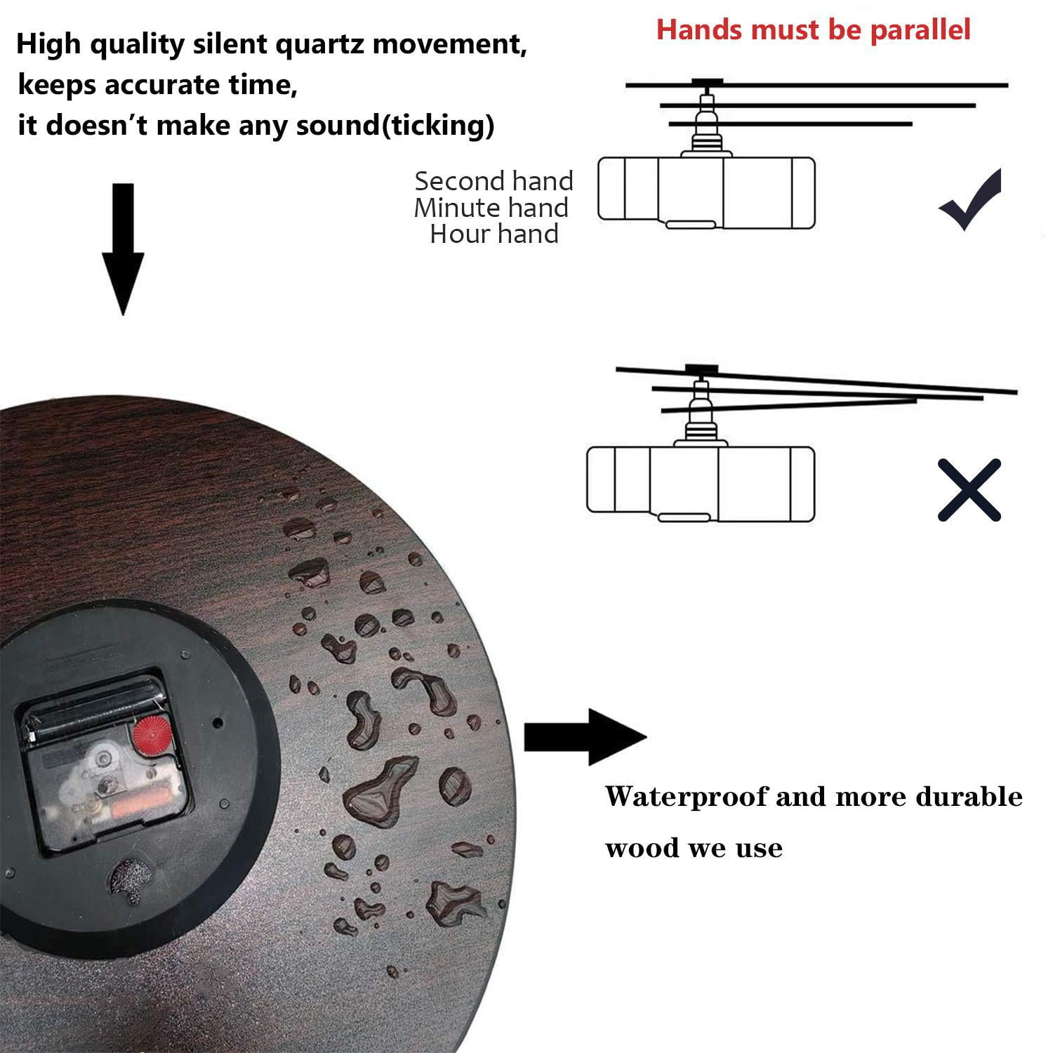 12 Inch Wall Clock Battery Operated Silent Clock Decorative for Office, Kitchen, Outdoor, Living Room，Accurate Map Cute