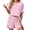 Pink White Plaid, variant on MINTREUS Womens Pajama Sets Striped Print Crew Neck Short Sleeve Tee and Side Split Shorts Lounge Set Cute Pj Sets