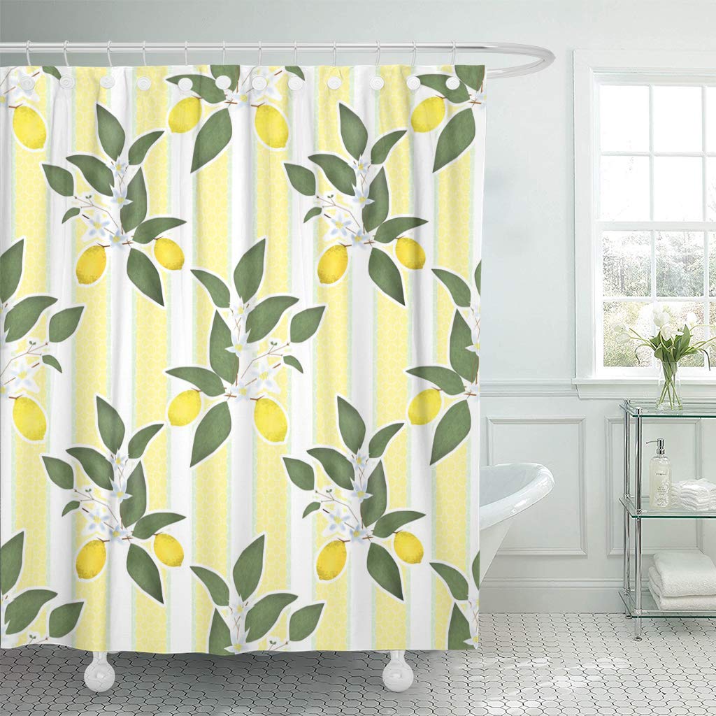 KSADK Green Appetizing Lemons Citrus Lemony on Striped Yellow Aromatic