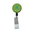thumbnail image 1 of Carolines Treasures CJ1059-RBR Letter R Chevron Green & Gold Retractable Badge Reel, 1 of 2