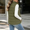 thumbnail image 5 of Women's Puffer Vest Lightweight Quilted Sleeveless Jacket Zip Up Stand Collar Winter Outwears (Army Green S), 5 of 6