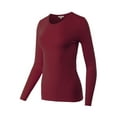 thumbnail image 2 of A2Y Women's Junior Slim Fit Solid Cotton Long Sleeve Crew Neck Top T-Shirt Dark Burgundy M, 2 of 5
