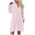 thumbnail image 1 of DPTALR Robe Décontractée à Manches Longues Col Rond Unie avec Boutons pour Femmes, 1 of 8