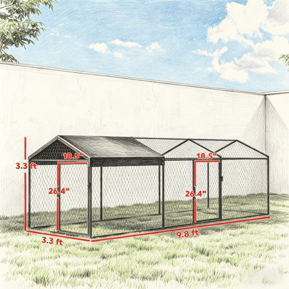 Large Outdoor Chicken Run Coop, UV Waterproof Oxford Cover Rustproof Steel Frame Predator Proof Wire Mesh Rabbit Duck Pet Playpen With Lockable Dual Doors