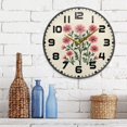 thumbnail image 3 of Yayeee Wall Clock for Living Room 9.5 inch Battery Operated Round with Holder, Light Pink Flowers, 3 of 7