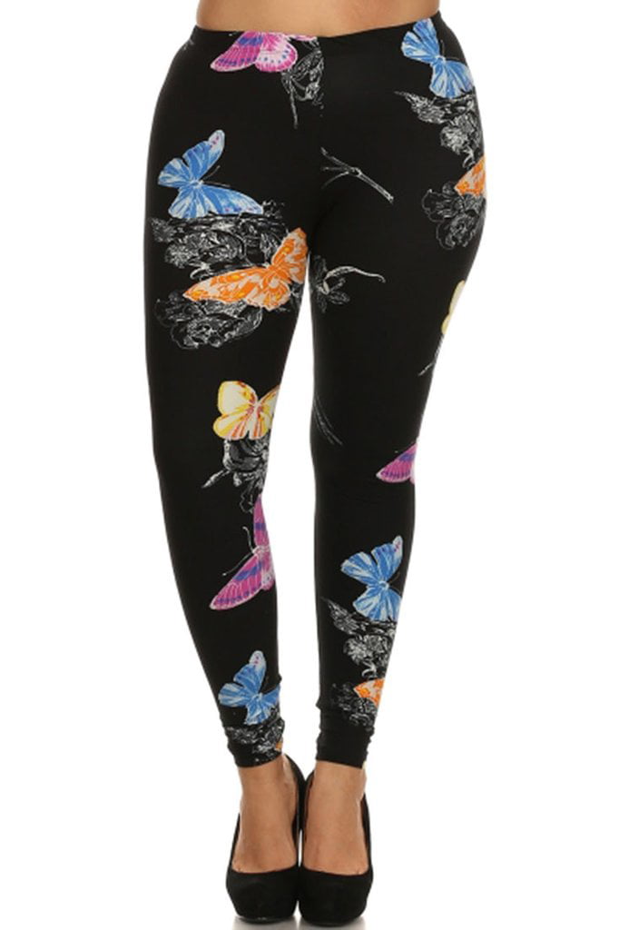 Womens Buttery Soft Butterfly Autism High Waisted Plus Size Leggings 
