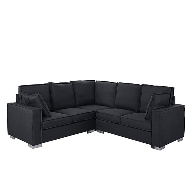 Mobilis Modern Living Room L Shape Sectional Sofa Upholstered in Linen