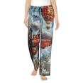 thumbnail image 1 of Fotbe Red Train Hot Air Balloon Pantalones de Pijama para Mujer, Pantalones de Dormir, Pantalones Pj con Cordón y Bolsillos-3X-Large, 1 of 6