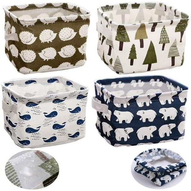 Ensemble de 4 Paniers de Rangement Pliables Panier Cube Pliable Étagère en Lin