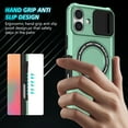 thumbnail image 2 of Case for iPhone 16, with Sliding Camera Cover, with Rotating Finger Ring Holder Magnetic Bracket Hybrid Hand Grip Protective Shockproof Phone Case Cover for iPhone 16 - Lightgreen, 2 of 10