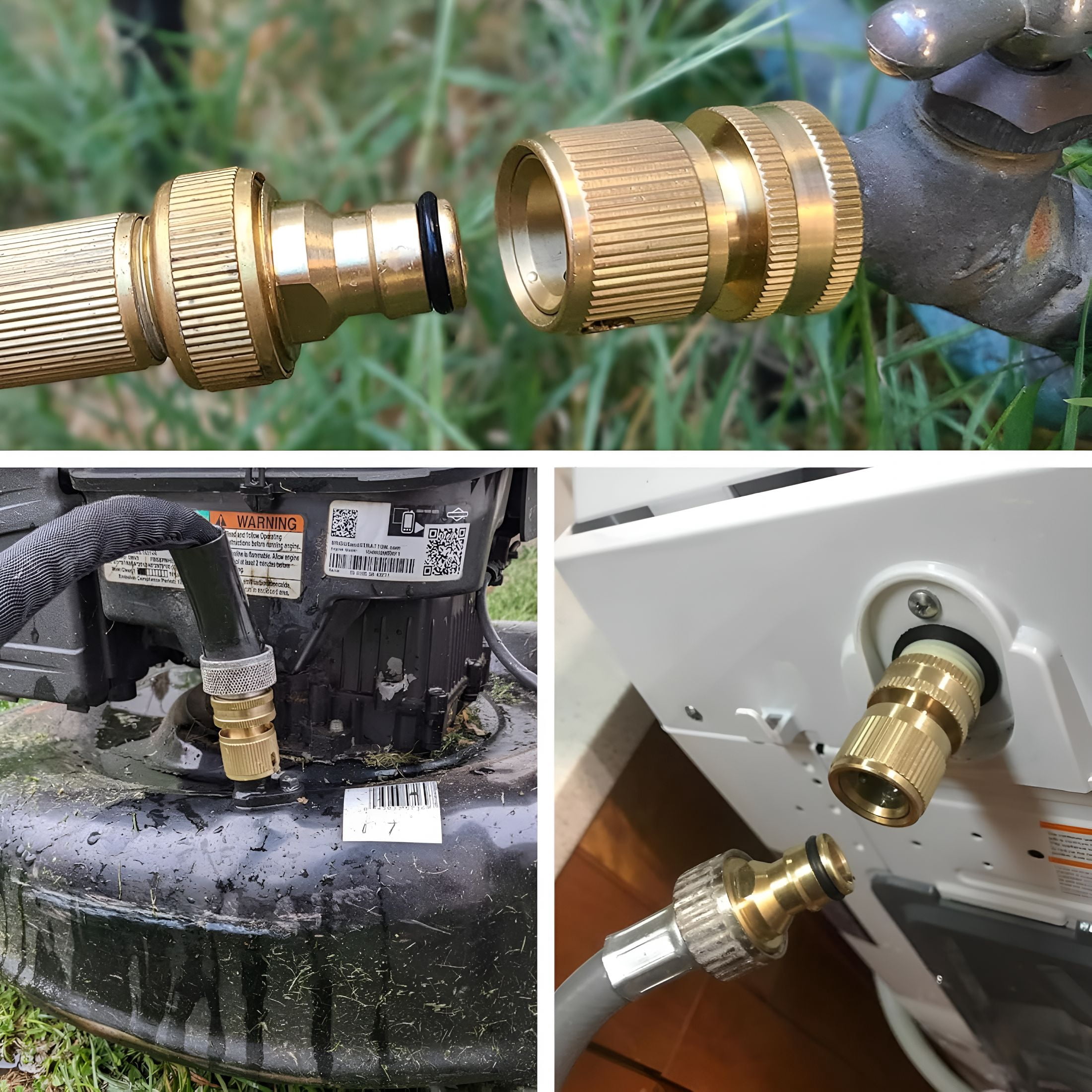 ZHZFKQ Quick Connect Hose Fitting, Solid Brass Garden Hose Quick Connectors 3/4 Inch Thread No-Leak Water Hose Repair Fittings Male and Female Hose Adapter