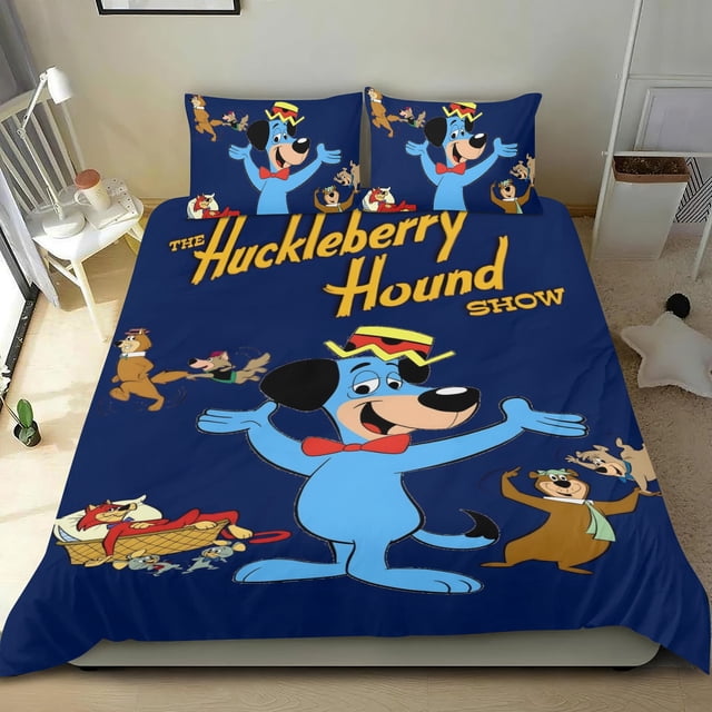 El Show de Huckleberry Hound Conjunto de sábanas temático, trío de piezas, cómodo y amigable con la piel, diseño único, regalo de decoración para el hogar para familiares, amigos y fans,173cm *218cm
