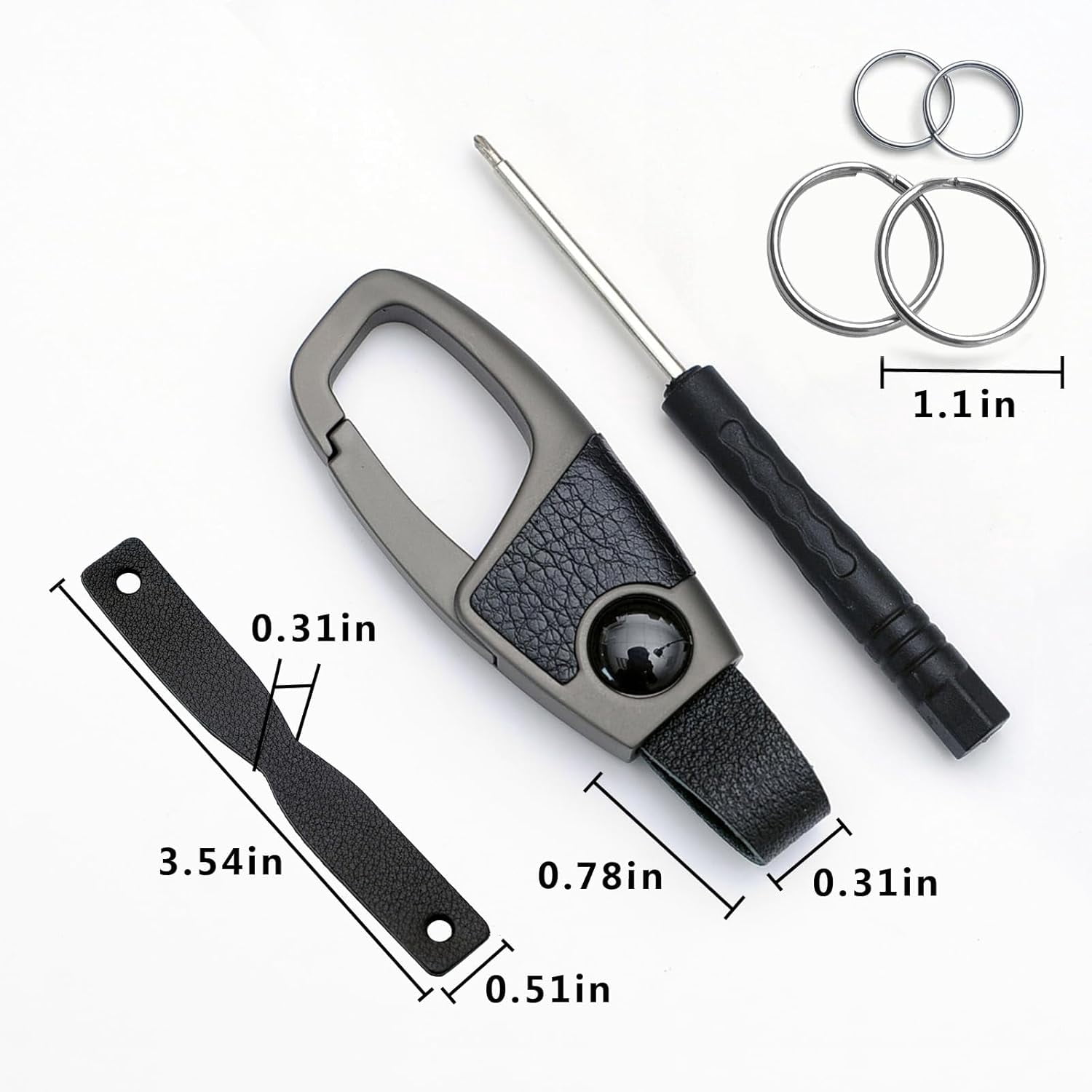 Leather car keychain universal key ring metal keychain ring for men and women