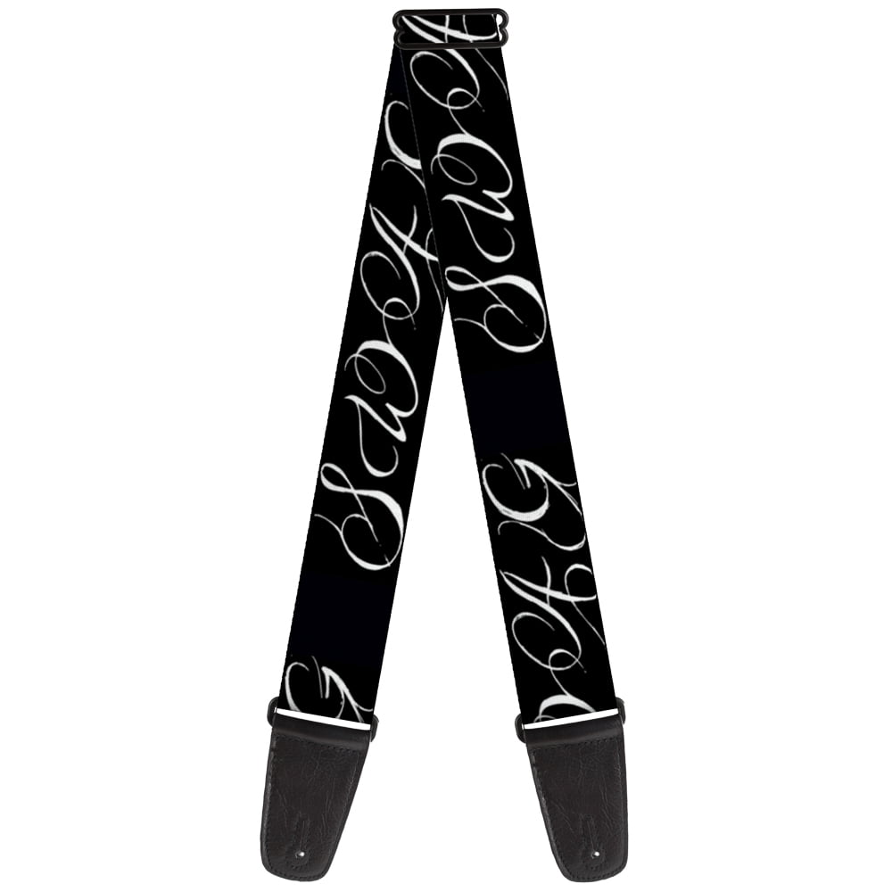 Buckle-Down Guitar Strap, Swag Script Black White, 2 Inches Wide