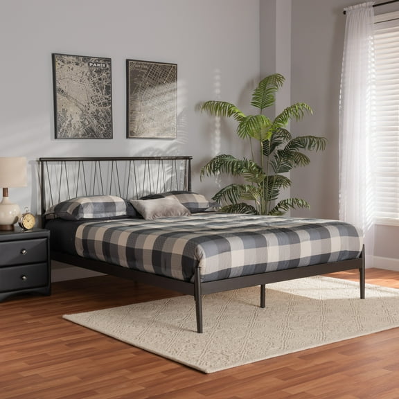 Baxton Studio Samir Modern Industrial Black Finished Metal Full Size Platform Bed
