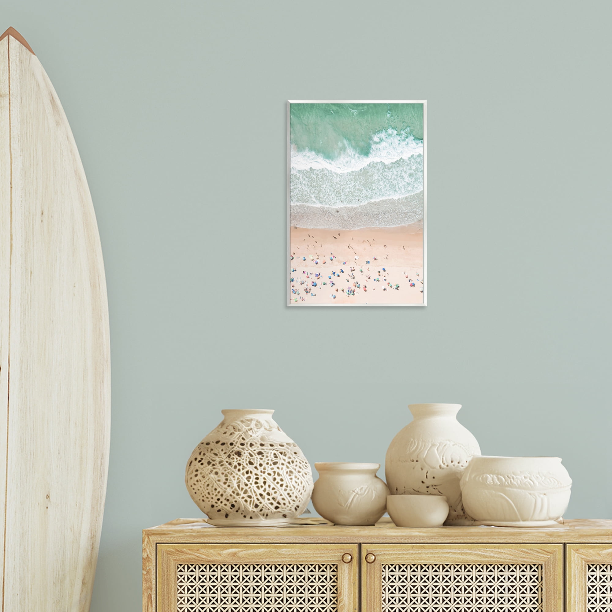 Stupell Industries Aerial Summer Beach Nautical & Beach Painting Unframed Art Print Wall Art, 13 x 19