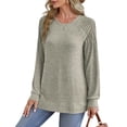 thumbnail image 4 of KIHOUT Spring Winter Womens Tops Fashion Solid Color Round-Neck Pullover Long Sleeve Loose Sweatshirts Tops, 4 of 8