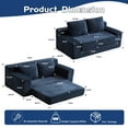 thumbnail image 3 of Jopath Floor Sofa Loveseat Sofa, Comfortable Deep Seat Sofa Bed, Modern Small Corduroy Couch Reversible Cushion With Pillows For Living Room Bedroom,Dark-Blue, 3 of 10