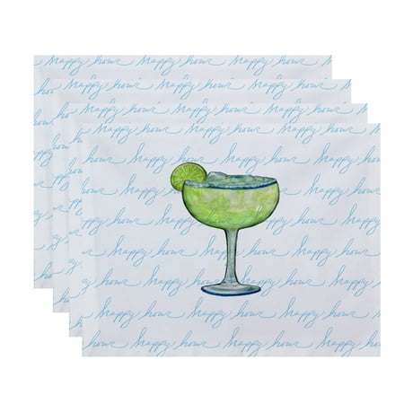 

Simply Daisy 18 x 14 Inch Margarita Text Fade Happy Hour Geometric Print Placemat (set of 4) Pale Blue