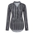 thumbnail image 4 of Hueook Womens T Shirts Plaid Women's Tops Striped Printed Breasted Long Sleeve Shirt Blouse Tops Gray XL, 4 of 9