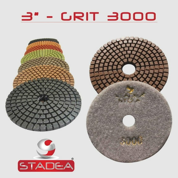 STADEA Grit 3000 3" Diamond Polishing Pads Premium Grade Wet Flexible 3 MM High