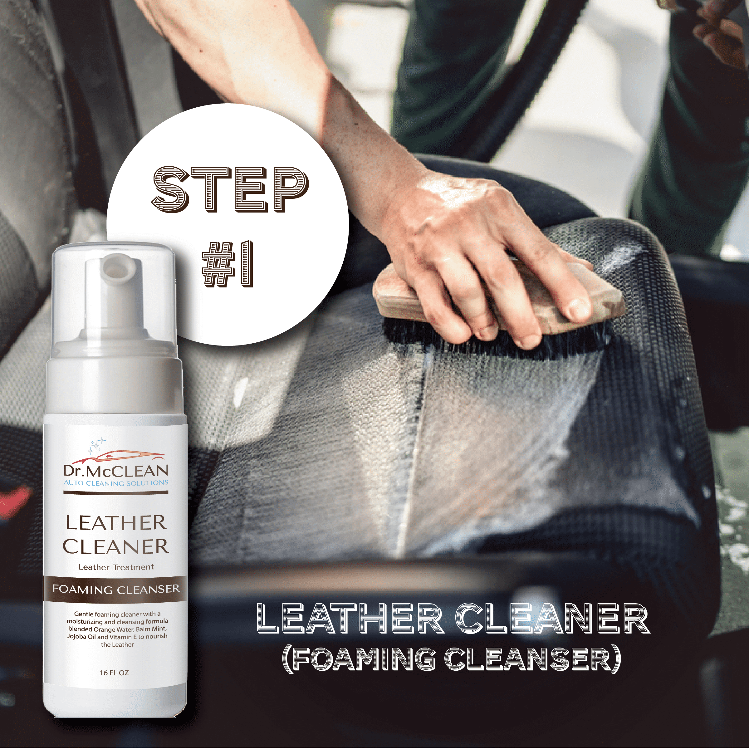 Leather Cleaning Treatment Set of 3 of 8oz of Cleanser, Moisturizer and Polishing
