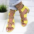 thumbnail image 4 of Sandalias con cordones de cuerda de cáñamo con correa en el tobillo y tacón bajo de color sólido para mujer Wmkox8yii  shjk6173, 4 of 5