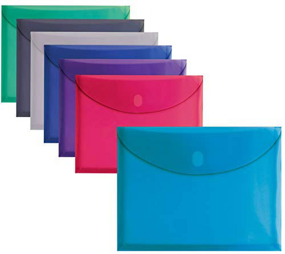 Better Office Products 24 Plastic, Reusable Poly Envelopes, Letter Size, Assorted Colors, Transparent