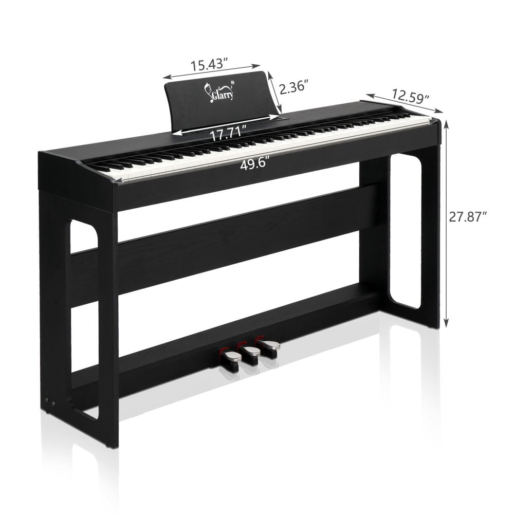 Full Size Digital Piano Keyboard, 88 Keys Weighted Electric Piano with Soft/Sustain/Sostenuto Pedals, Dual Bluetooth and Stereo Speakers for Beginner, Professional, GDP-104 (Black)